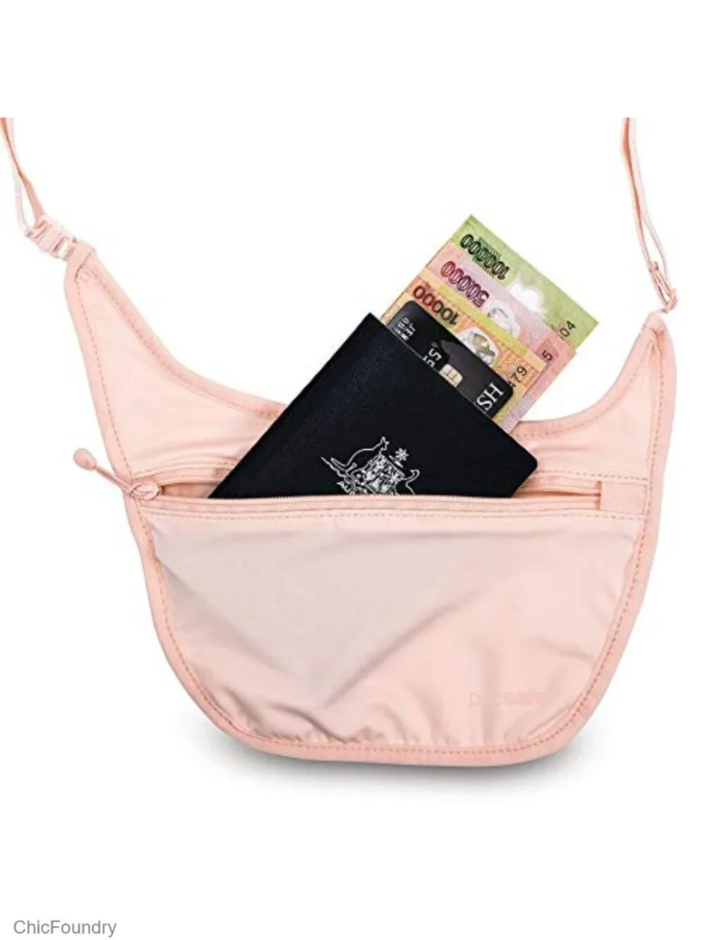Anti-Theft Travel Neck Stash Pouch Lingerie Fabric Passport Holder